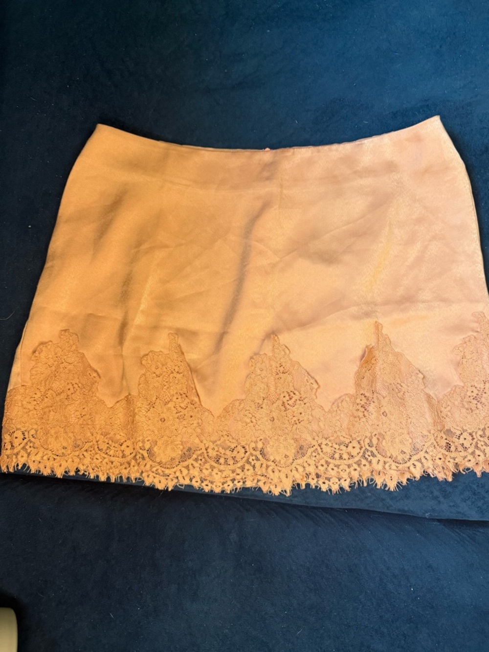 PrettyLittleThing Lace-Trim Mini Skirt in Peach